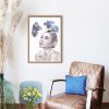 Watercolor print The blue jays and daises Dance Fine Art - Sara Baptista
