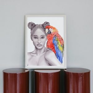 Impresión acuarela Tropical Scarlet Plumes Fine Art - Sara Baptista