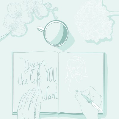 Digita art illustration by Sara Baptista of someone writting on a journal