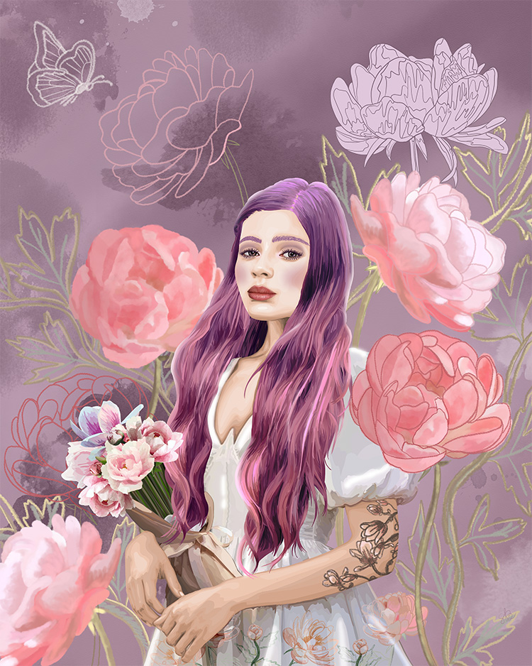 Digital Art- Pink garden all around- Sara Baptista