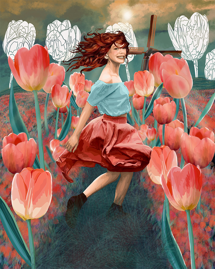 Digital Art - Tulip Chase- Sara Baptista
